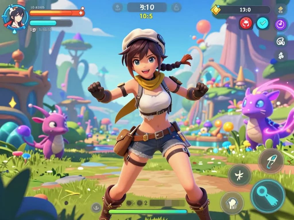 Engaging illustration of female protagonist porn games in a vibrant gaming scene with interactive elements.