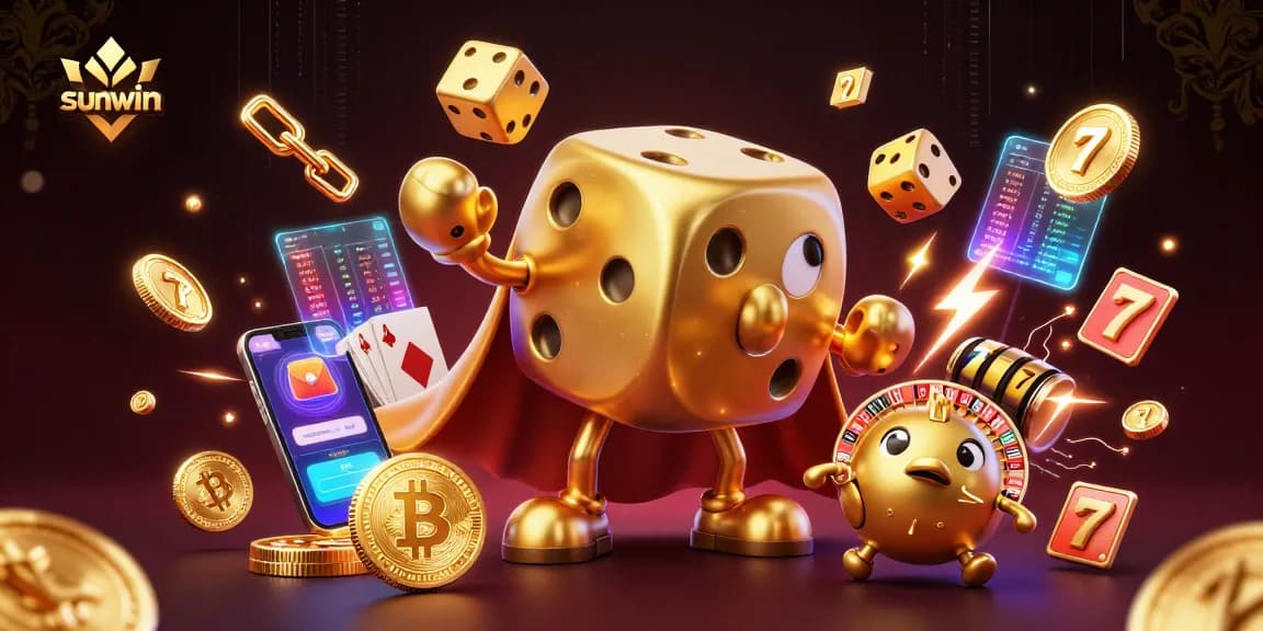 Play exciting games and win at sunwin's dynamic casino platform featuring golden dice and crypto elements.