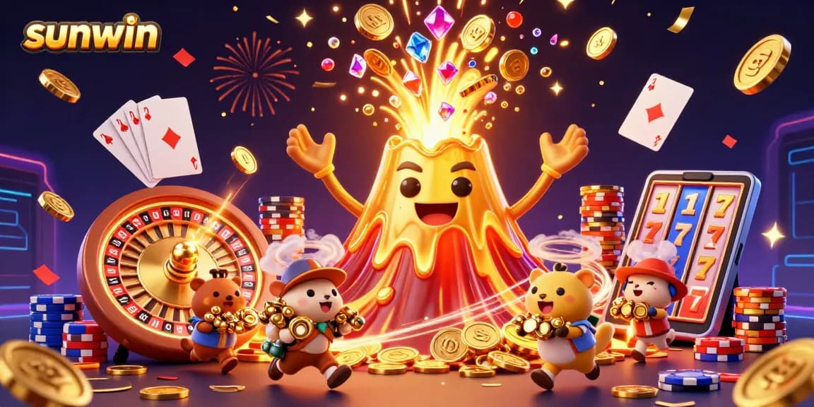 Spin and win at sunwin with a spectacular gold volcano and treasures of fortune!