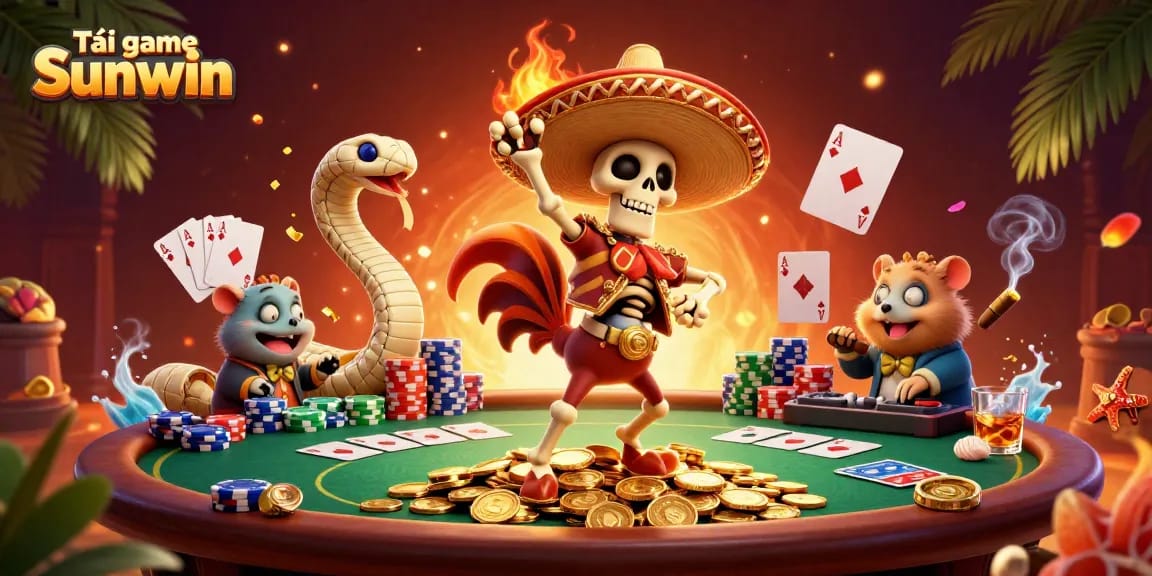 Experience exciting gameplay in Sunwin, featuring vibrant characters and action-packed casino elements.