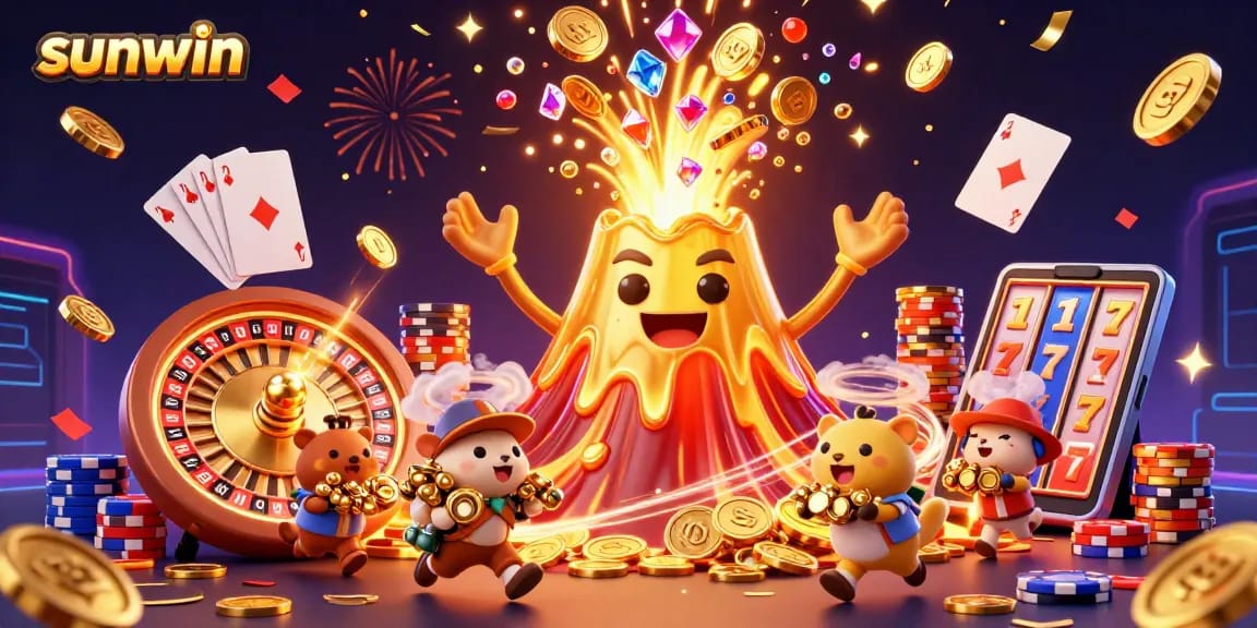 Spin and win at sunwin with a spectacular gold volcano and treasures of fortune!