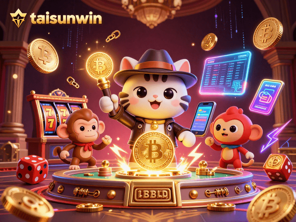 Experience thrilling wins with taisunwin in this vibrant casino adventure illustration.