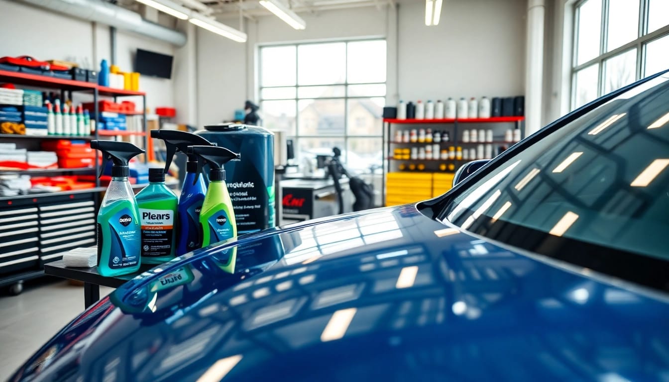 Im Autopflege Shop glänzt ein Auto bei der professionellen Pflege.