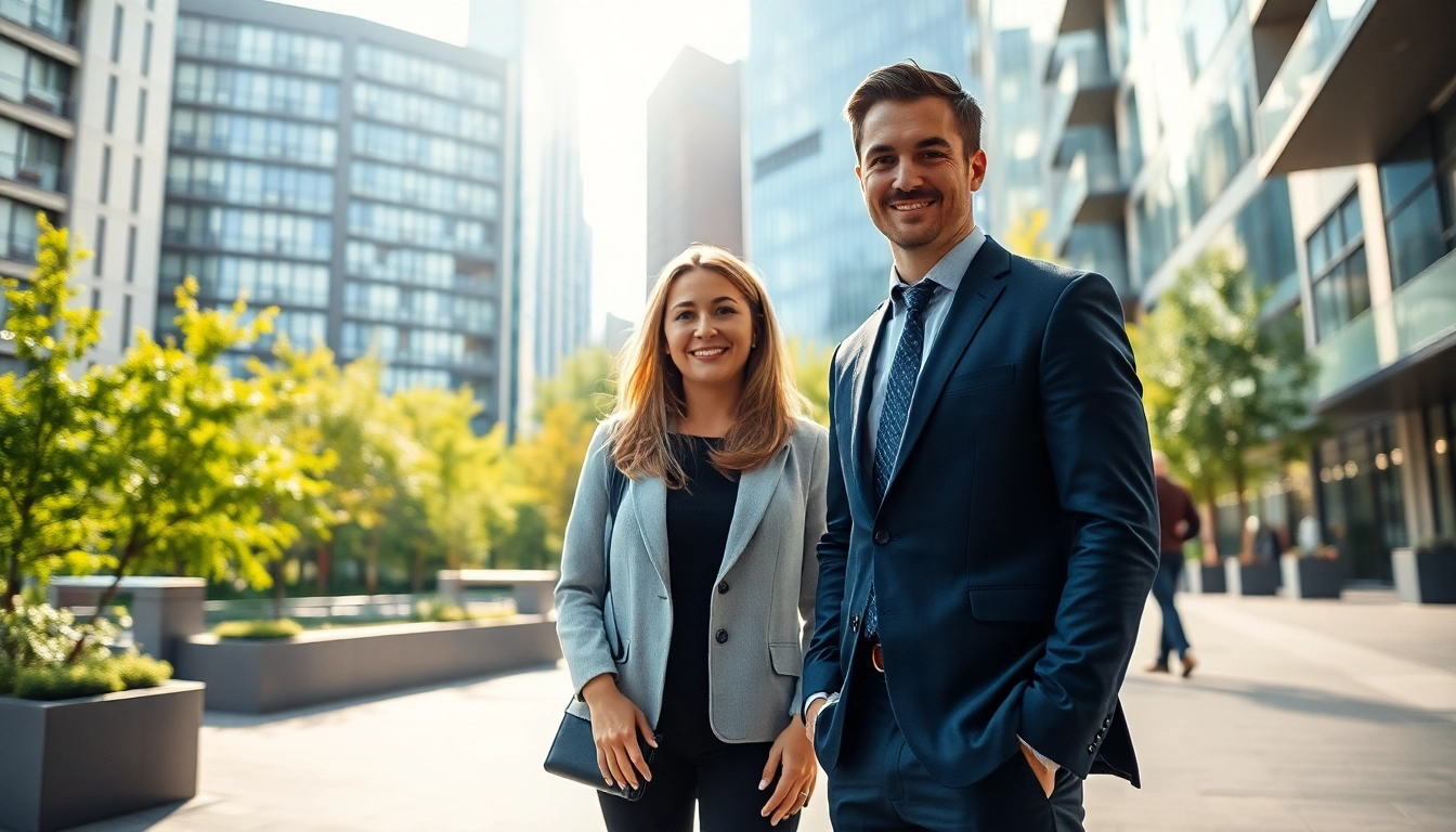 Immobilienmakler Frankfurt Dornbusch assisting clients with expert insights in a modern setting.