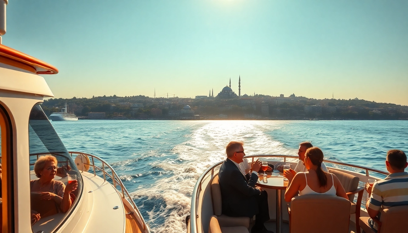 Vorbeifahrende Istanbul Bosphorus cruises zeigen Luxus und den Hintergrund der Stadt