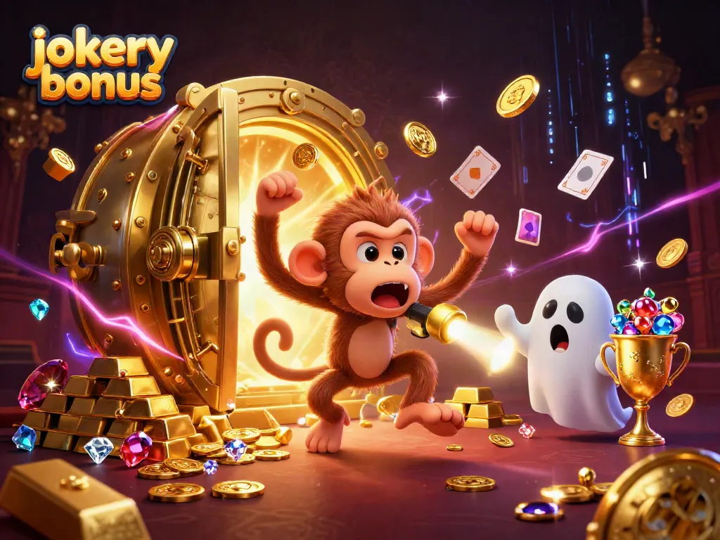 Experience the excitement of jokery bonus with a mischievous monkey and a ghost-hunter puppy in a haunted casino!