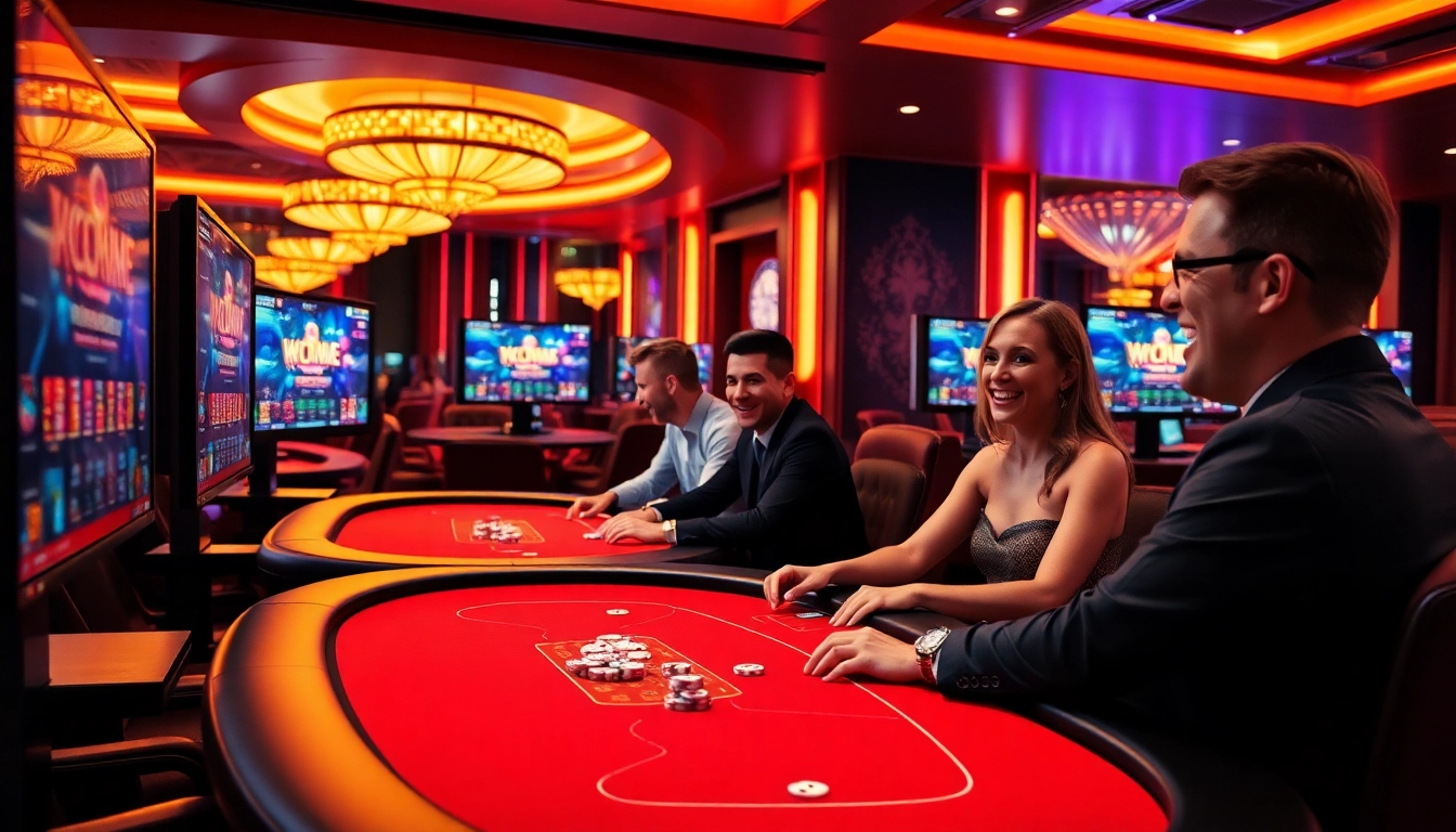 A magyar online casino izgalmas játékterme, élénk színek és profi játékosokkal.